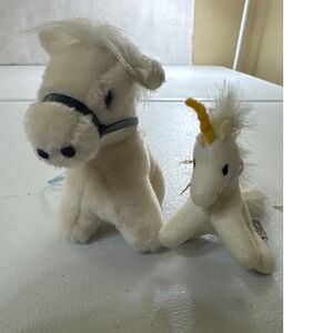 Dakin‎ 1982 Cream Plush Horse and Unicorn Stuffed Animals